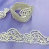 1 Yard Corded Lace Trimming on Net Mesh – 3" Wide | Embroidered Decorative Lace for Dresses & Costumes