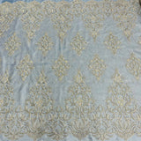 1 Yard Beaded & Corded Bridal Lace Fabric, Handcrafted Embroidered Polyester Net Mesh for Couture Wedding, Quinceanera & Evening Gowns 56" Wide