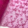 1 Yard Fuchsia Corded Bridal Lace Fabric Embroidered Polyester Net Mesh 54 Inch Width