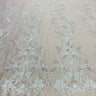 1 Yard Gold Beaded Lace Fabric on Polyester Net Mesh, Embroidered Lace Fabric, 54" Width
