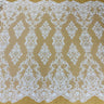1 Yard Exquisite White Hand-Beaded Lace Fabric on Polyester Net Mesh 53 inch Width