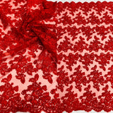 1 Yard Corded Bridal Lace Fabric Embroidered Elegant Mesh Dress 51" Width