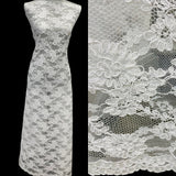 1 Yard Corded Bridal Lace Fabric Embroidered on Net Mesh 54" Width