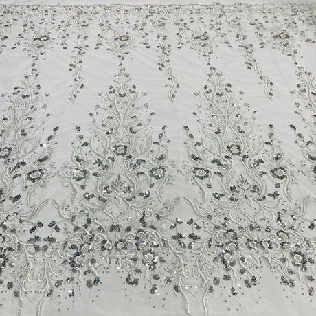 1 Yard Radiant Gold Beaded Lace Fabric Embroidered on 100% Polyester Net Mesh 52 inch Width