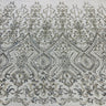 1 Yard Beaded Lace with Sequins & Pearls 52? Wide Embroidered Polyester Net Mesh for Bridal & Formal Gowns