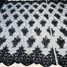 1 Yard Elegant Champagne Beaded Corded Lace Fabric on Net Mesh 56 inch Width