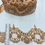 1 Yard 5? Wide Beaded & Corded Lace Trimming Embroidered on 100% Polyester Net Mesh