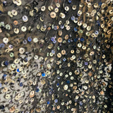 1 Yard Black Sequined Lace Fabric on Chiffon 54" Wide 100% Polyester Heavyweight Bridal & Formal Material