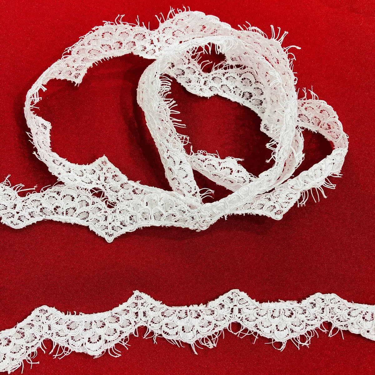 1 Yard Corded Eyelash Lace Trimming 1" Wide Embroidered on 100% Polyester Net Mesh