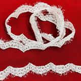 1 Yard Corded Eyelash Lace Trimming 1" Wide Embroidered on 100% Polyester Net Mesh
