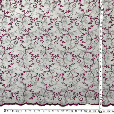 1 Yard Lace Fabric Embroidered on 100% Polyester Net Mesh 52" Wide