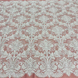 1 Yard Beaded & Sequined Embroidered Lace Fabric 48? Wide Polyester Net Mesh for Bridal, Evening & Dancewear