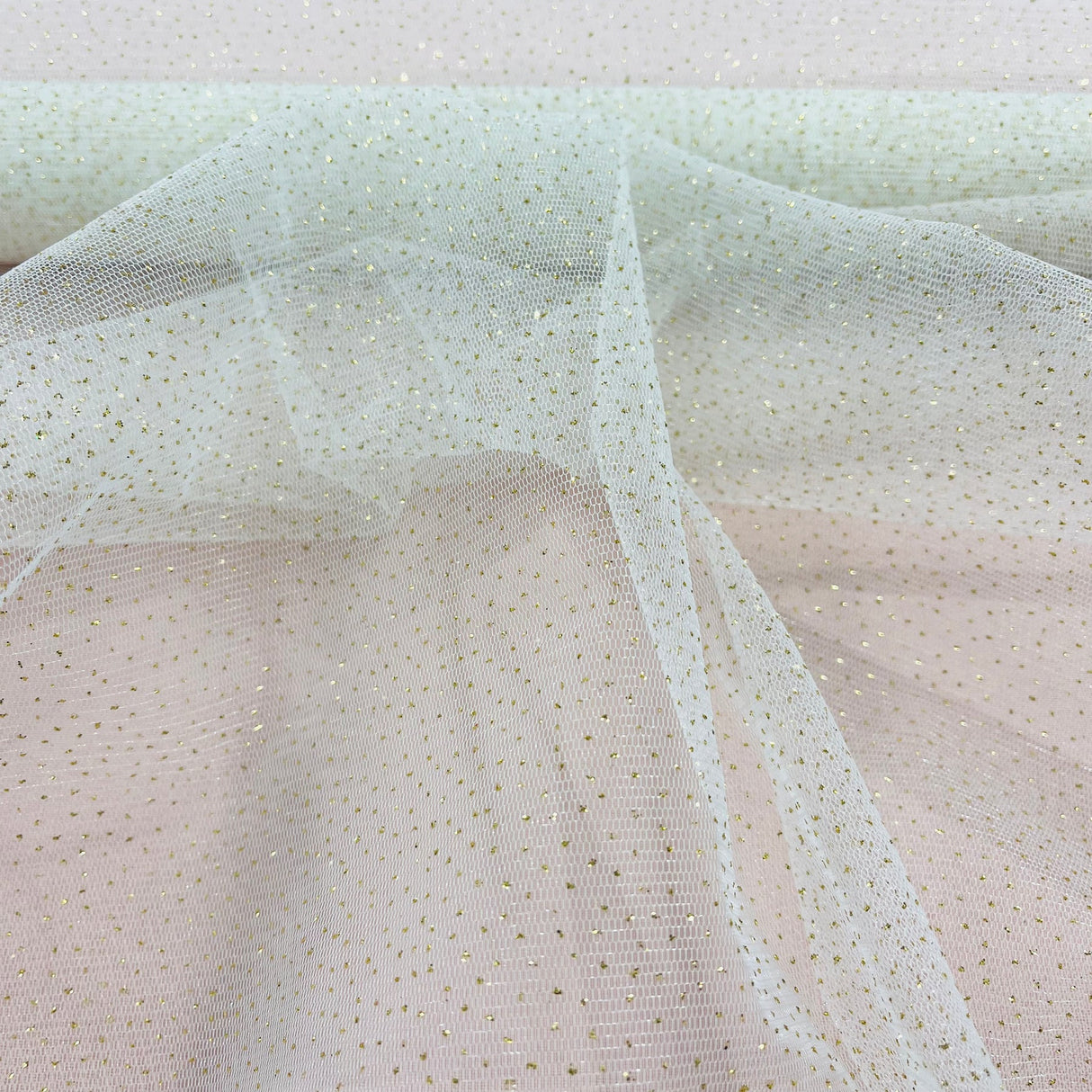 1 Yard Glitter Mesh Fabric | 60" Width | 100% Polyester | Sheer Sparkle for Dresses & Décor