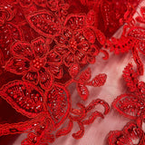 1 Yard 50" Wide Beaded & Corded Lace Fabric Embroidered on 100% Polyester Net Mesh