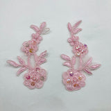 1 Yard Beaded & Corded Floral Lace Applique on Polyester Organza for Bridal & Dance Costumes 4" X 2"