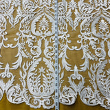 1 Yard Corded Bridal Lace Fabric, Embroidered 100% Polyester Net Mesh for Wedding Dresses