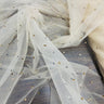 1 Yard Glitter Mesh Fabric with Scattered Rhinestones | 60" Wide | 2 Way Stretch Sparkle Mesh for Gowns, Bridal Wear & Costumes