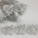 1 Yard 3D Floral Lace Trimming 3" Wide Embroidered on 100% Polyester Net Mesh