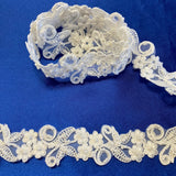 1 Yard Beaded & Corded Lace Trimming Embroidered on 100% Polyester Organza 1.5" Wide