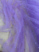1 Yard Glitter Mesh Fabric with Scattered Pearls | 2 Way Stretch | 60" Wide | Soft Tulle for Gowns, Veils & Couture Projects