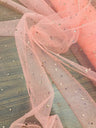 1 Yard High-Quality Glitter Mesh Fabric with Scattered Rhinestones 60" Wide