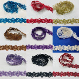 1 Yard Beaded & Corded Lace Trimming Embroidered on 100% Polyester Organza 1.5" Wide