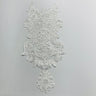 Beaded & Corded Lace Medallion Applique on 100% Polyester Mesh 25" x 10.5"