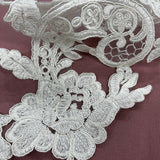1 Pair 22" x 5" Corded Floral Lace Applique 100% Polyester Net Mesh