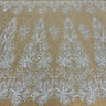 1 Yard Beaded Lace Fabric Embroidered with Fuzzy Thread on Polyester Net Mesh 53" Wide, Lace USA