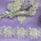 1 Yard 3D Floral Lace Trimming 3" Wide Embroidered on 100% Polyester Net Mesh