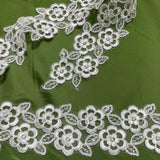 1 Yard Elegant Beaded & Corded Lace Trim, Embroidered 100% Polyester Fabric