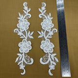 1 Yard Beaded & Corded Lace Applique Embroidered on Polyester Organza for Bridal & Evening Wear 10" X 2"