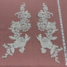 1 Pair 20" x 5.5" Beaded & Corded Floral Lace Applique on 100% Polyester Mesh