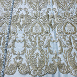 1 Yard Corded Bridal Lace Fabric, Embroidered 100% Polyester Net Mesh for Wedding Dresses