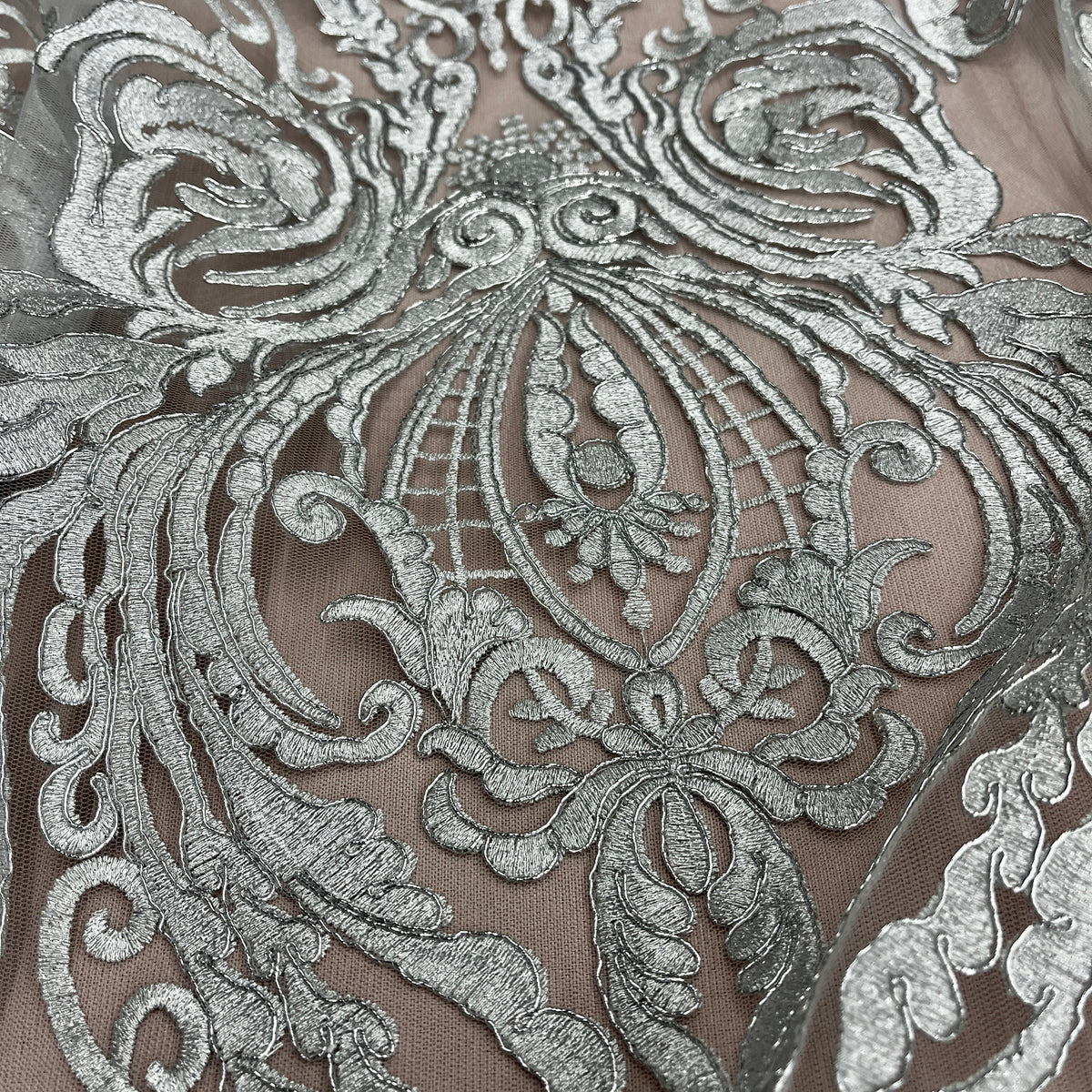 1 Yard Corded Bridal Lace Fabric, Embroidered 100% Polyester Net Mesh for Wedding Dresses