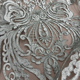 1 Yard Corded Bridal Lace Fabric, Embroidered 100% Polyester Net Mesh for Wedding Dresses