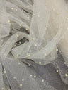 1 Yard Glitter Mesh Lace Fabric with Scattered Pearls 2-Way Stretch 60" Wide by Lace USA