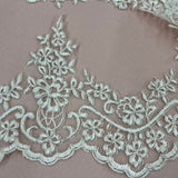 1 Yard Corded Lace Trimming Embroidered on 100% Polyester Net Mesh, Elegant and Durable Fabric Trim
