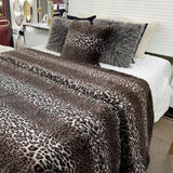 Leopard Cheetah Animal Print Faux Fur Blanket Cozy Fuzzy Coverlet for Cal King Bed
