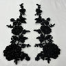 1 Pair 13" x 3.5" Beaded & Corded Floral Lace 100% Polyester Net Mesh