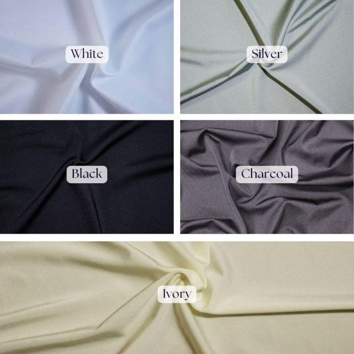 1 Yard Ivory Shiny Milliskin Nylon Spandex 4-Way Stretch Fabric 60" Width