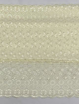 Heavy Eyelet Polyester Cotton Fabric - Ivory Floral Embroidery, 41"-42" Width