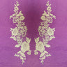 1 Pair 20" x 5.5" Beaded & Corded Floral Lace Applique on 100% Polyester Mesh