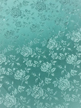 Aqua Jacquard Satin Fabric - Aqua, Reversible, 58"-60" Width (1 Yard)