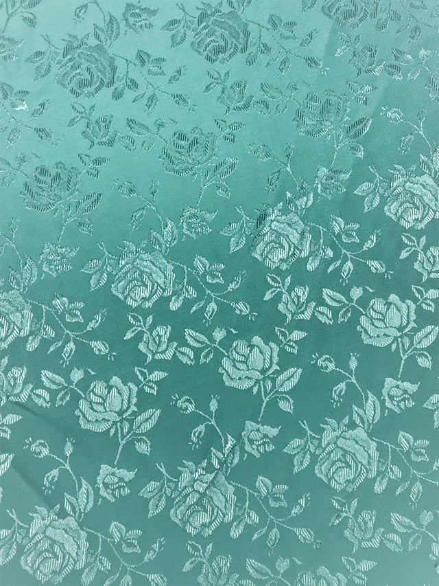 Aqua Jacquard Satin Fabric - Aqua, Reversible, 58"-60" Width (1 Yard)