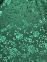 Hunter Green Jacquard Satin Fabric - Hunter Green, Reversible, 58"-60" Width (1 Yard)