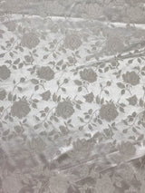 Ivory Jacquard Satin Fabric - Ivory, Reversible, 58"-60" Width (1 Yard)
