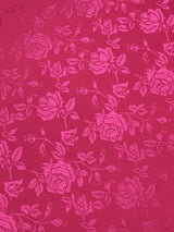 Neon Pink Jacquard Satin Fabric - Neon Pink, Reversible, 58"-60" Width (1 Yard)