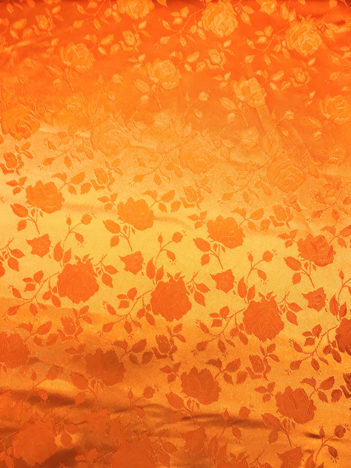 Orange Jacquard Satin Fabric - Orange, Reversible, 58"-60" Width (1 Yard)