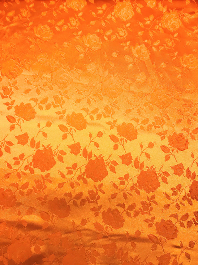 Orange Jacquard Satin Fabric - Orange, Reversible, 58"-60" Width (1 Yard)
